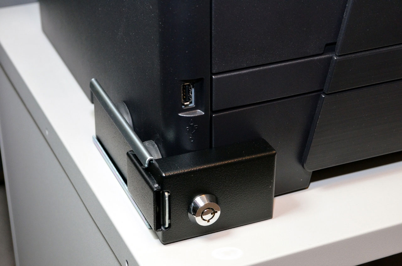Laser Printer Paper Cassette Tray Lock. Color = Black